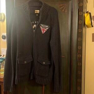 Lucky Brand Charcoal Zip-Up Sweater